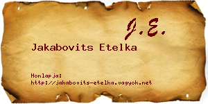 Jakabovits Etelka névjegykártya